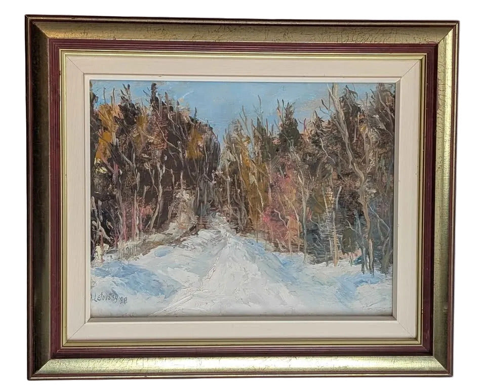 "Roadway in Winter, Trout Lake, Laurentians, Quebec" Nathan Letovsky Oil Painting