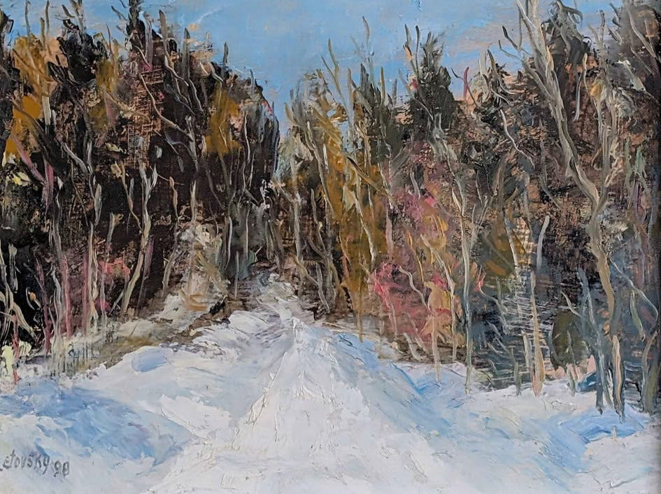 "Roadway in Winter, Trout Lake, Laurentians, Quebec" Nathan Letovsky Oil Painting