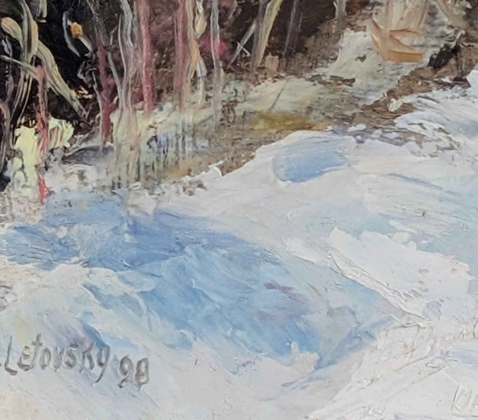 "Roadway in Winter, Trout Lake, Laurentians, Quebec" Nathan Letovsky Oil Painting