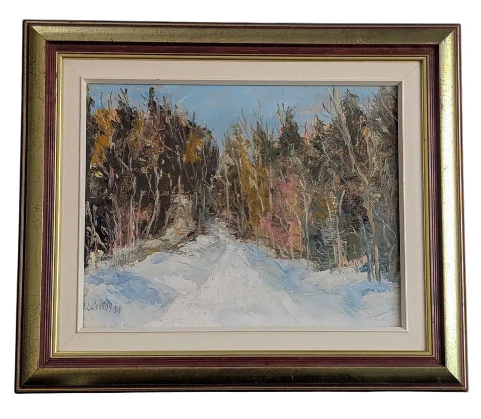 "Roadway in Winter, Trout Lake, Laurentians, Quebec" Nathan Letovsky Oil Painting