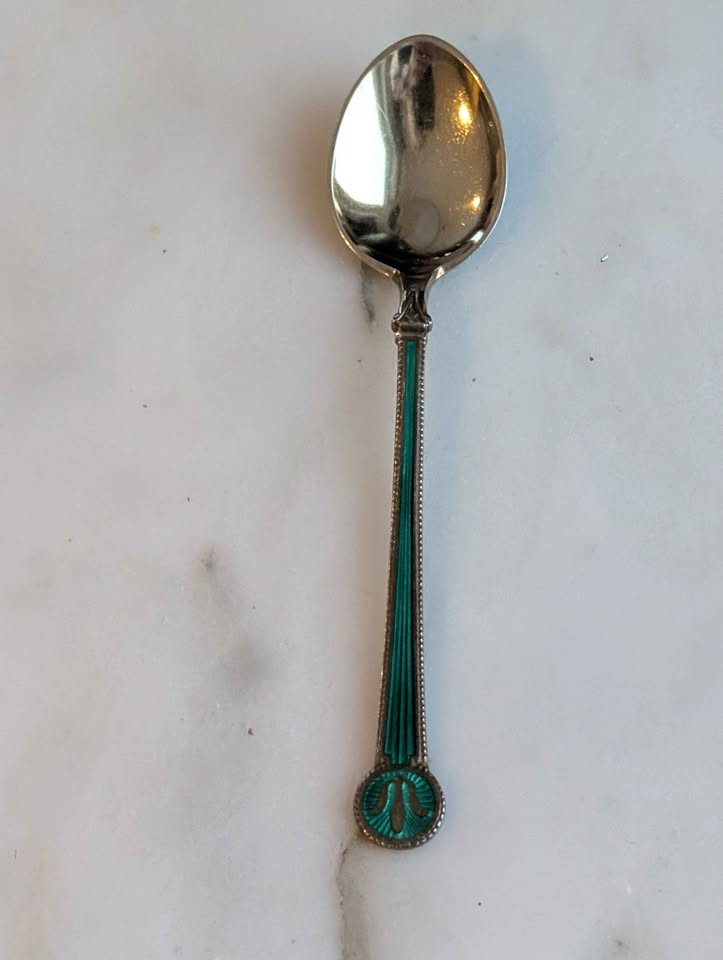 Norwegian Antique Sterling Guilloche Spoon, stamped
