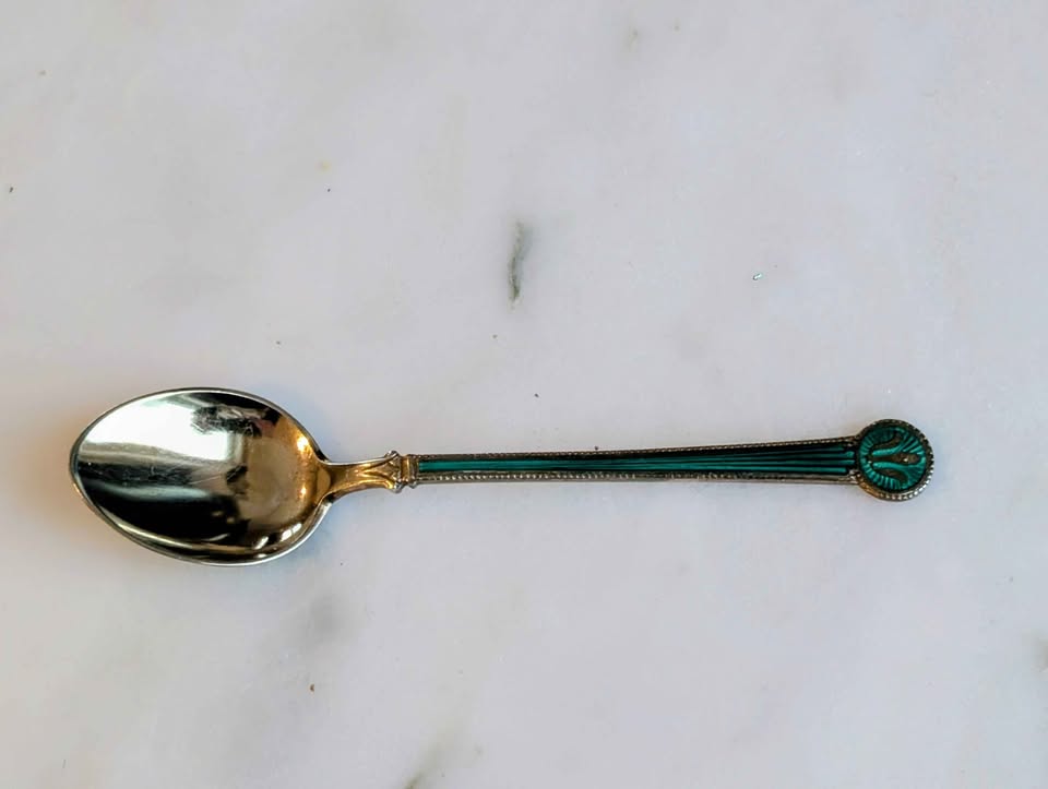 Norwegian Antique Sterling Guilloche Spoon, stamped