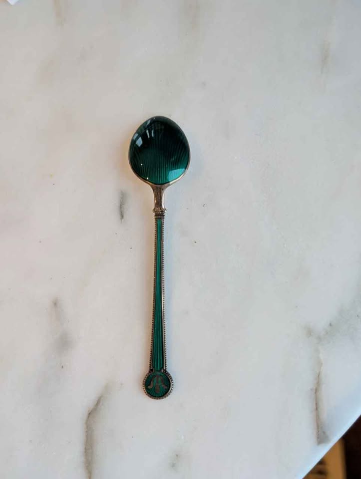 Norwegian Antique Sterling Guilloche Spoon, stamped