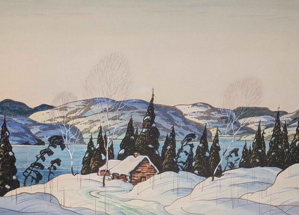 Graham Noble Norwell, Large Watercolour Painting Winter Scene - Canadian Art