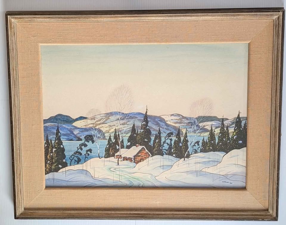 Graham Noble Norwell, Large Watercolour Painting Winter Scene - Canadian Art