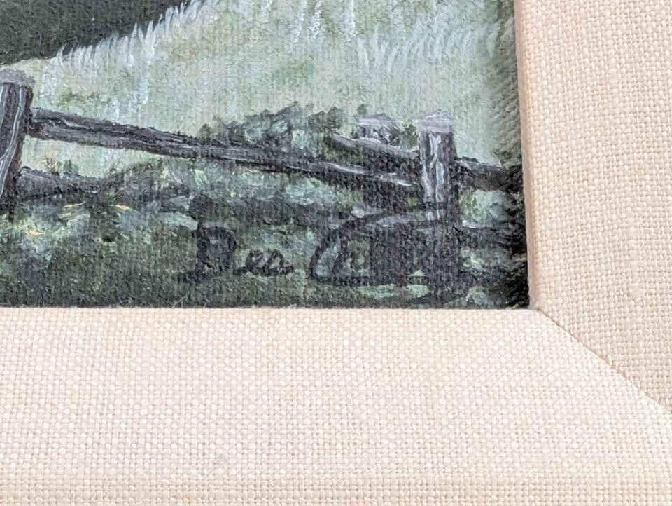 Signed Folk Art - Original Painting of a Farm by the River