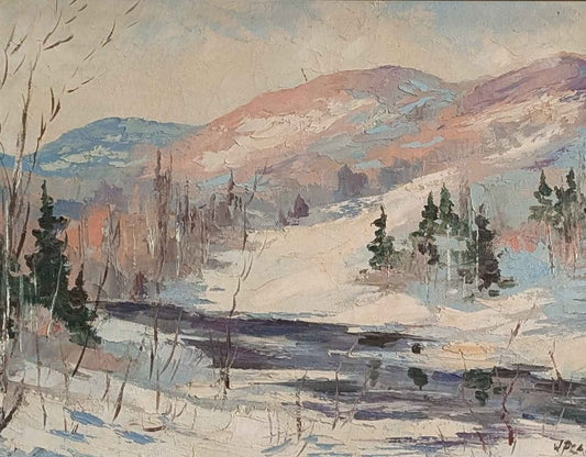Walter Pranke, Original Oil Painting of Winter Landscape - Canadian Art