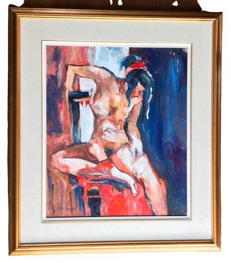 Yvon Provost Oil painting on board of a female study, Quebec art