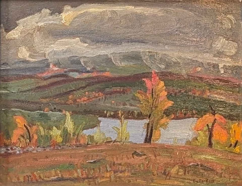 Ralph Wallace Burton Oil Painting of  "Storm Clouds, Bark Lake Ont" Oil Painting - Canadian Art