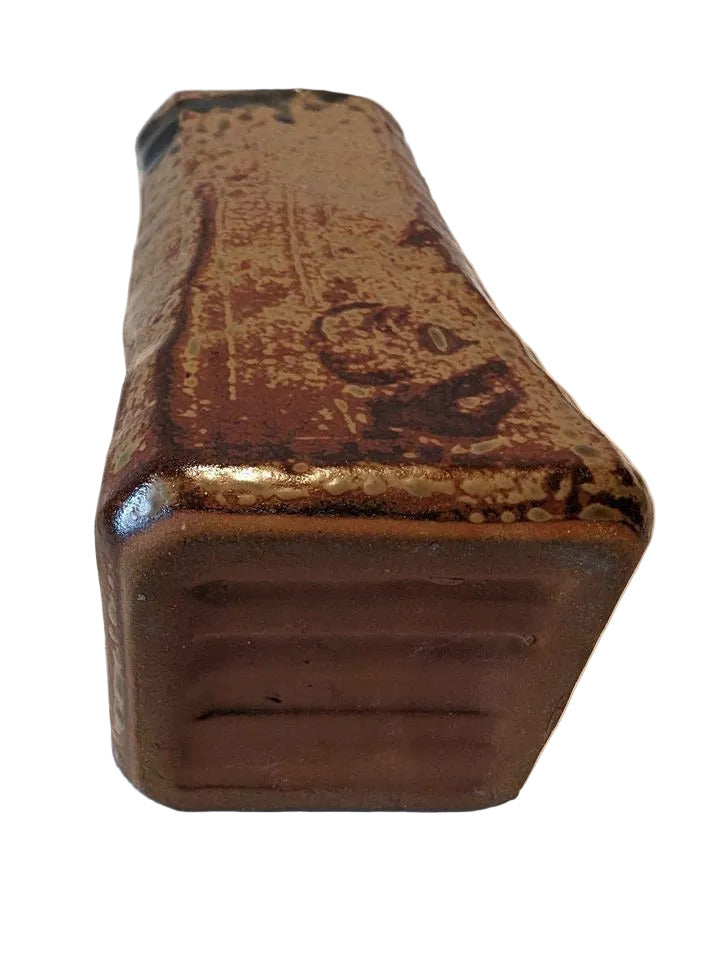 7" Red Clay Pottery Vase with Brown Drip Glaze