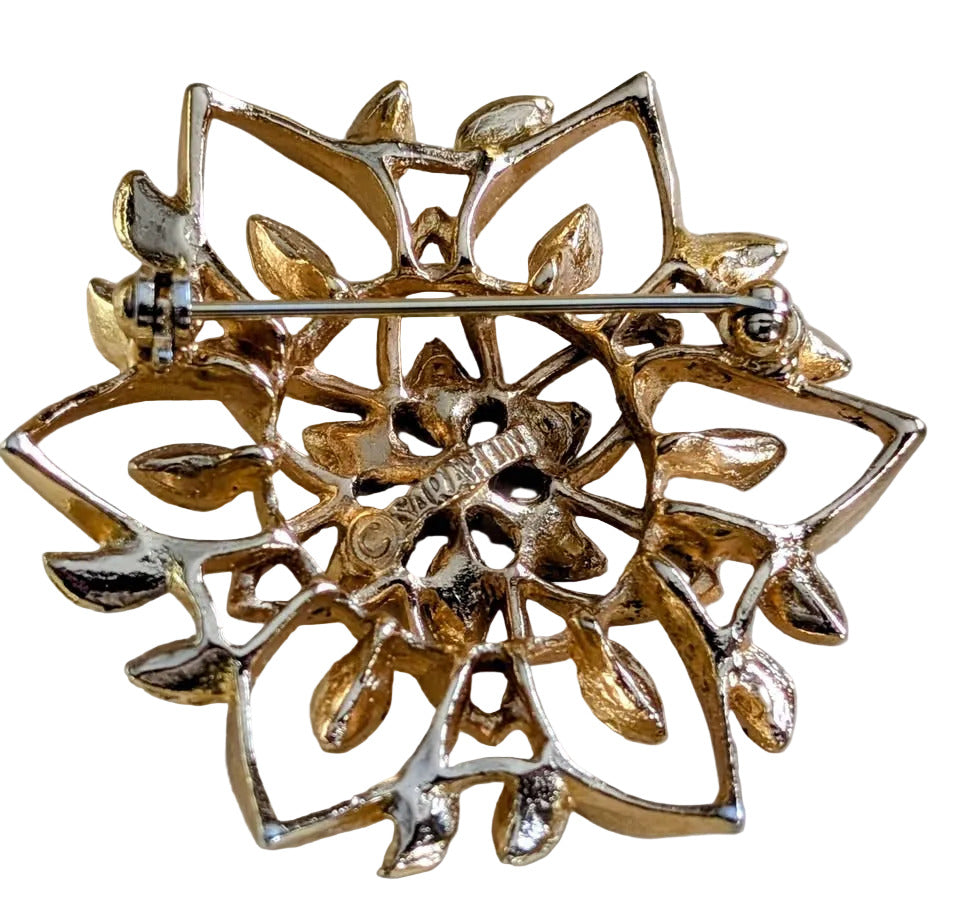 VTG Sarah Coventry Set,  "Peta-Lure" Stamped Brooch and Clipon Earrings