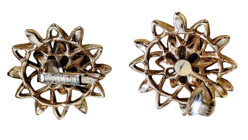 VTG Sarah Coventry Set,  "Peta-Lure" Stamped Brooch and Clipon Earrings