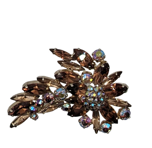 VTG Signed Sherman AB Crystal RARE Champagne Topaz Brooch