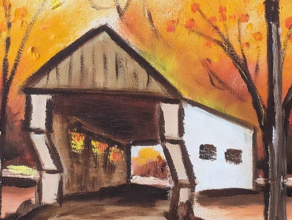 Covered Bridge; Unframed 16 x 20 Painting on Canvas