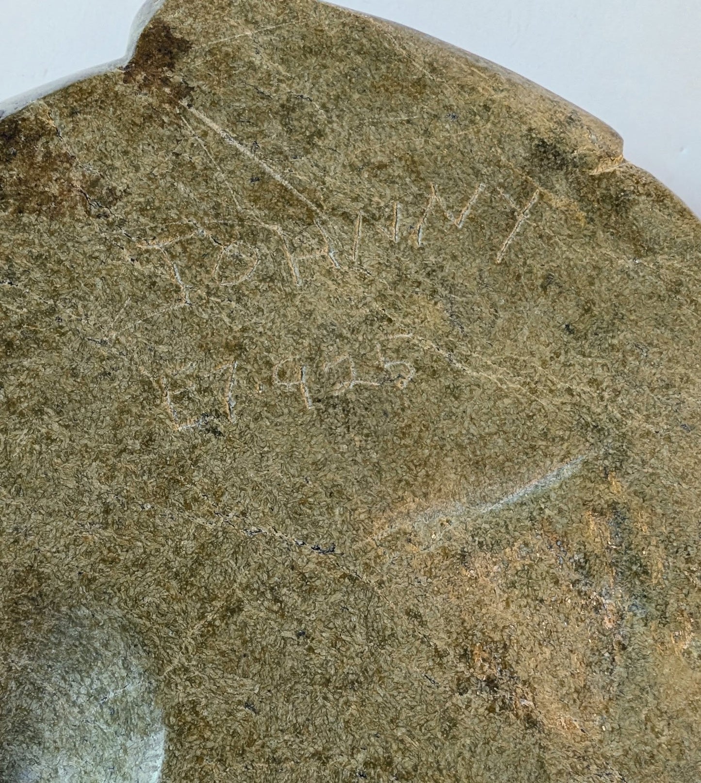 Johnny Ikkidluak Signed Stone Carving, Bear Attacking Man