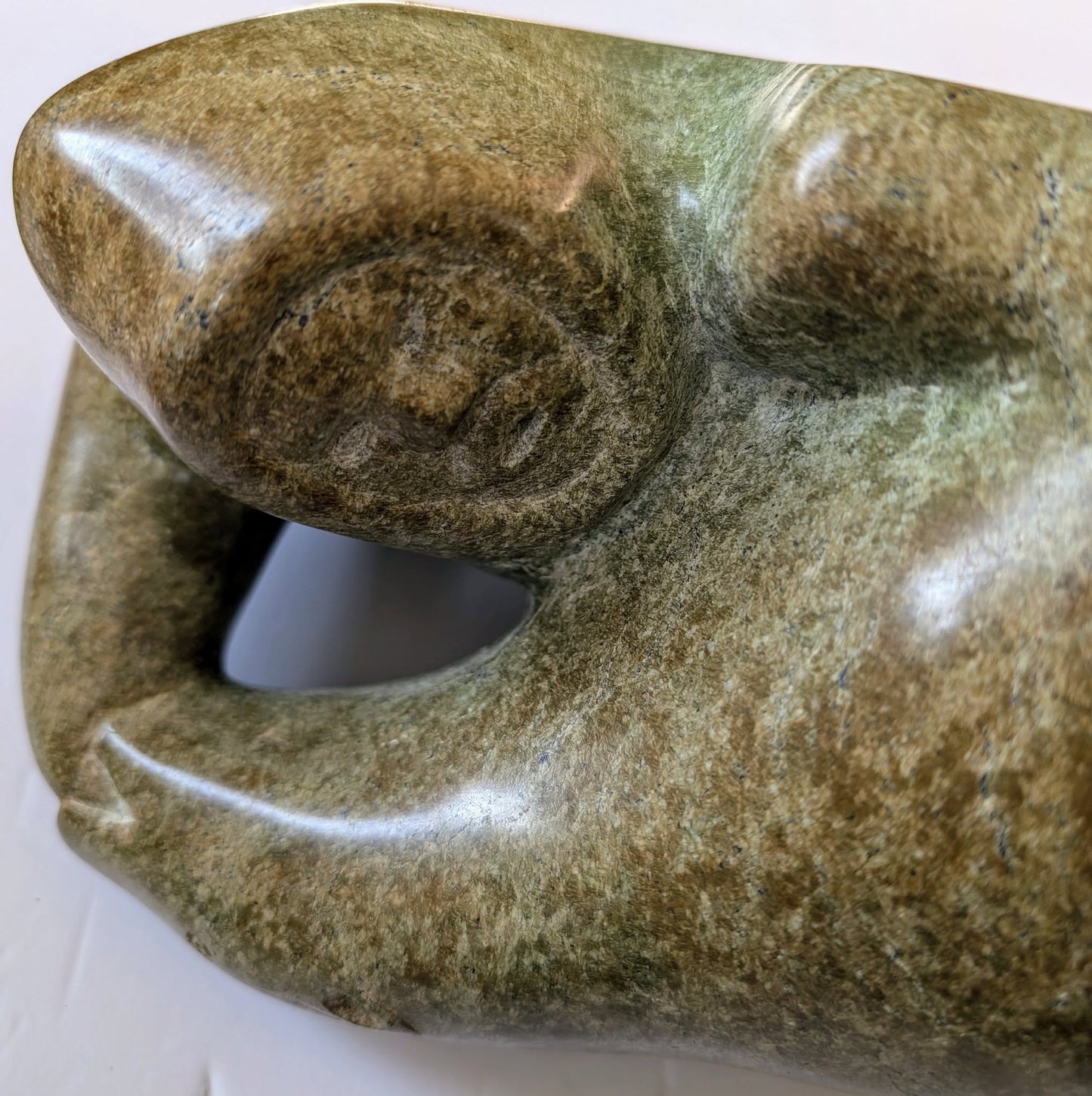 Johnny Ikkidluak Signed Stone Carving, Bear Attacking Man