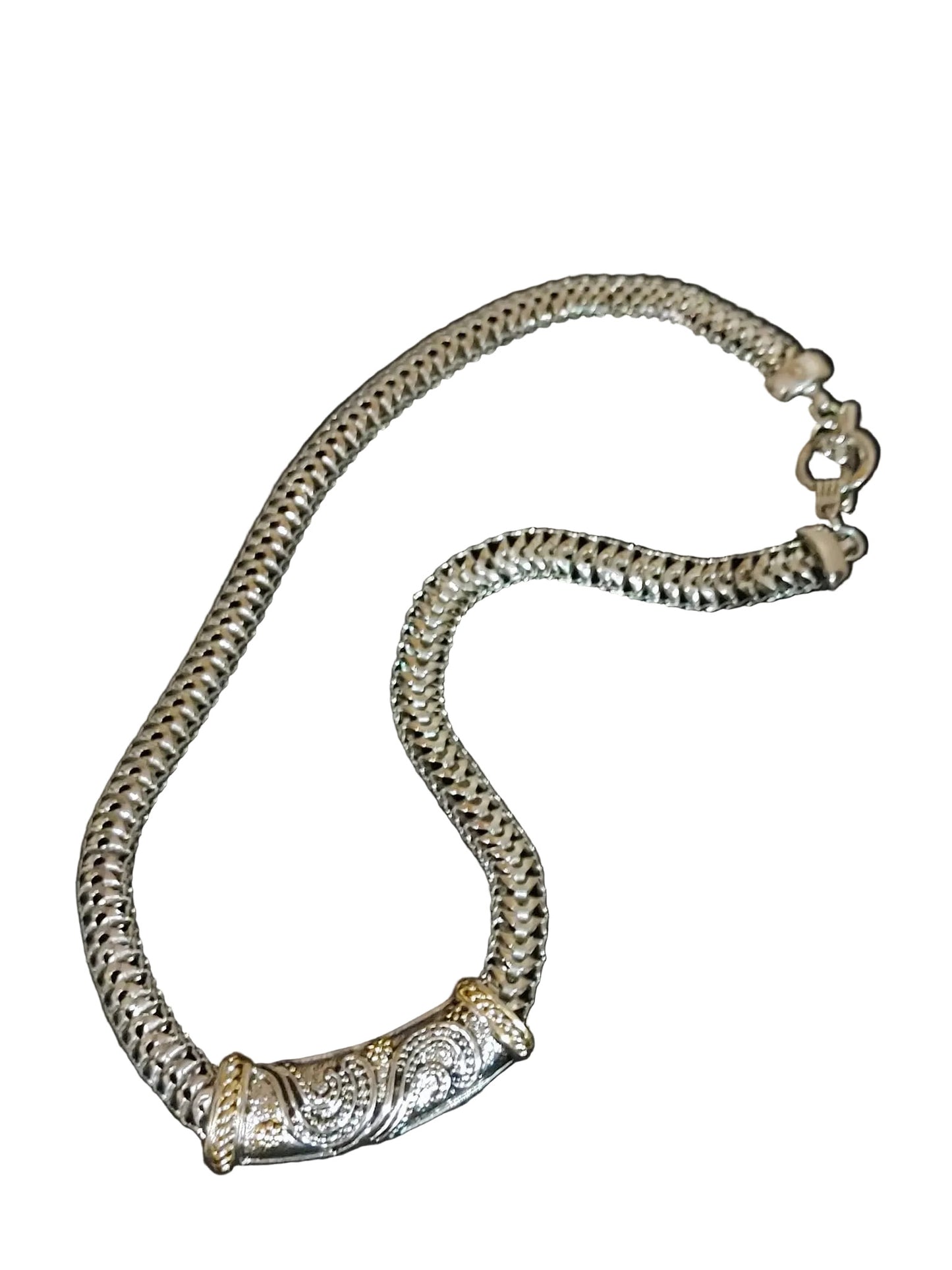 VTG Silver Plated Snake Chain with Embossed Two Tone Slider