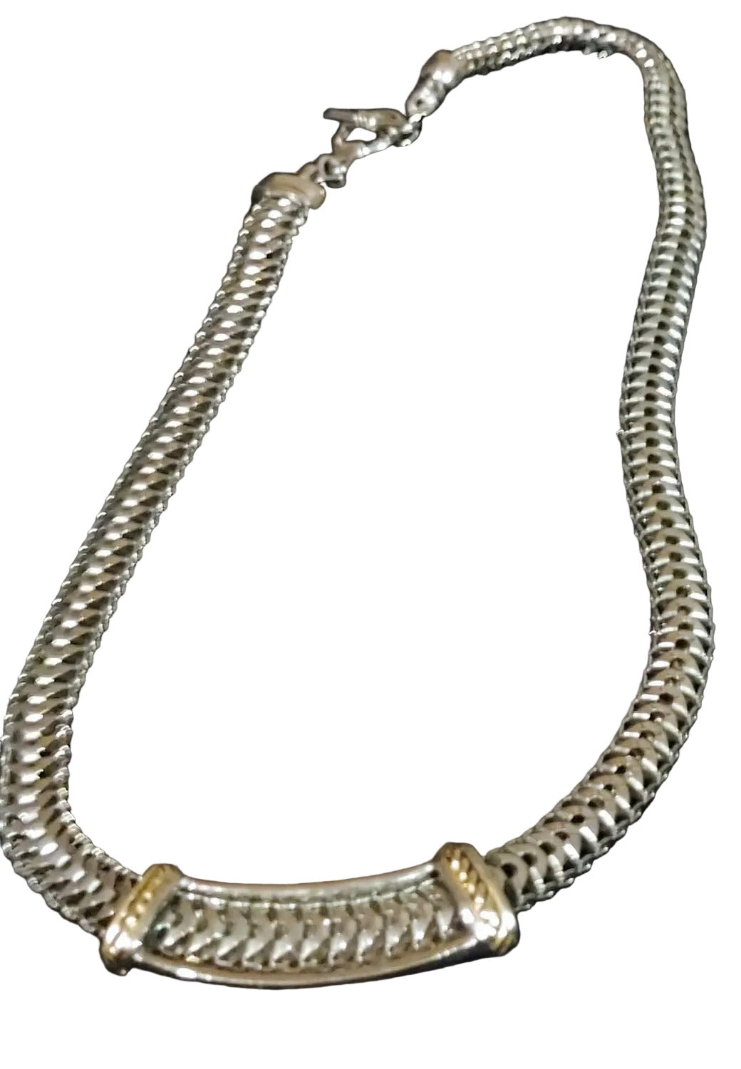 VTG Silver Plated Snake Chain with Embossed Two Tone Slider