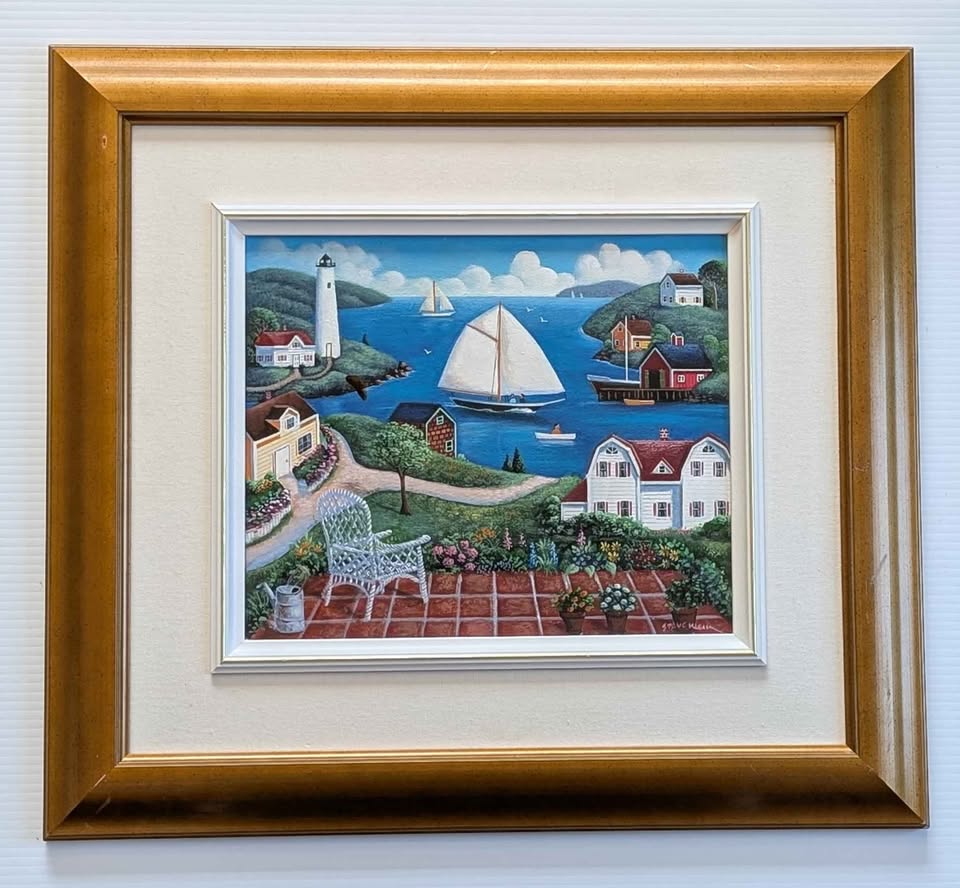 Original Seascape Painting Signed Steve Klein, "Patio View"