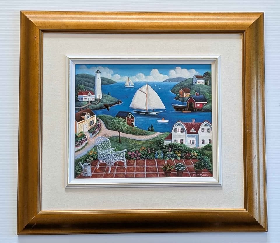 Original Seascape Painting Signed Steve Klein, "Patio View"