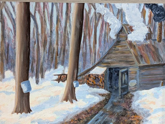 Original Maple Sugar Shack Painting; Unsigned Folk Art