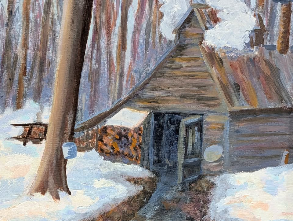 Original Maple Sugar Shack Painting; Unsigned Folk Art