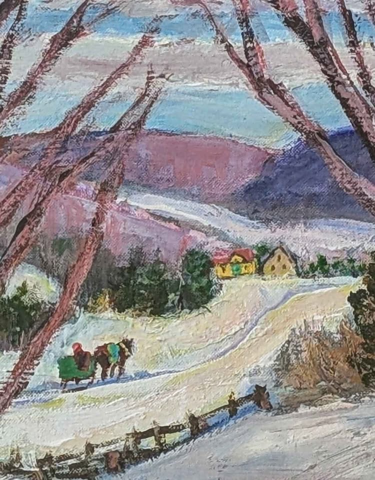 Sydney Berne Oil Painting of Sleigh Ride in the Mountains