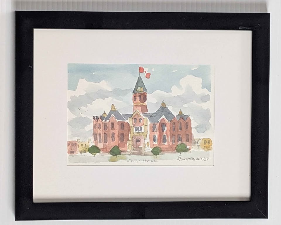 Signed Original Canadian Watercolour Painting, "City Hall"