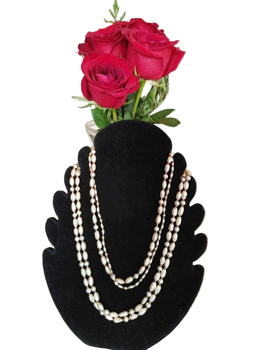 Antique Glass Pearl Multi Strand Necklace with Patina