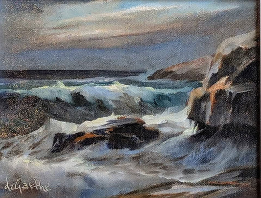 William E. deGarthe Oil Painting of Ocean Surf, Peggy's Cove NS - Canadian Art